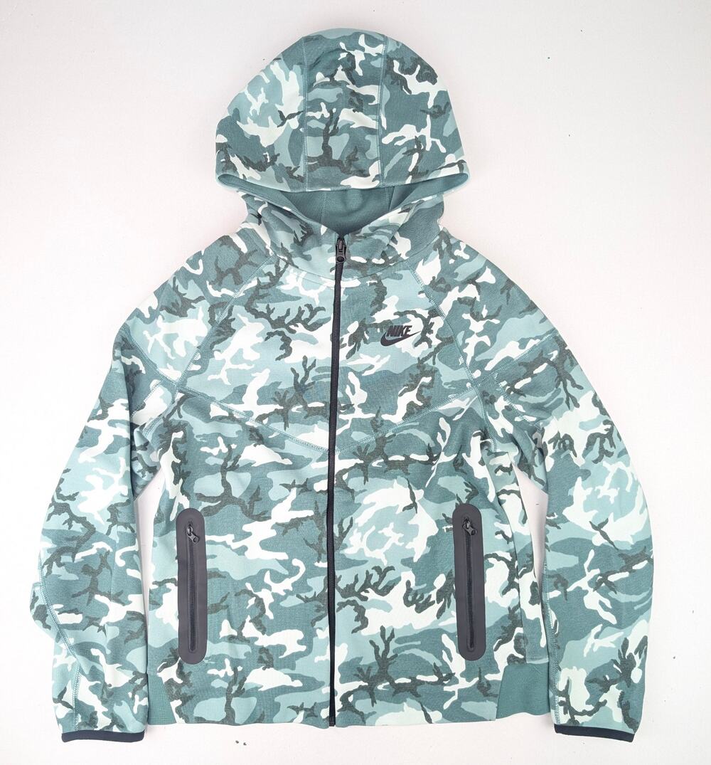 Nike Tech Tech Fleece BiCoastal Teal Camo Full Zip Hoodie - Youth Boys XL
